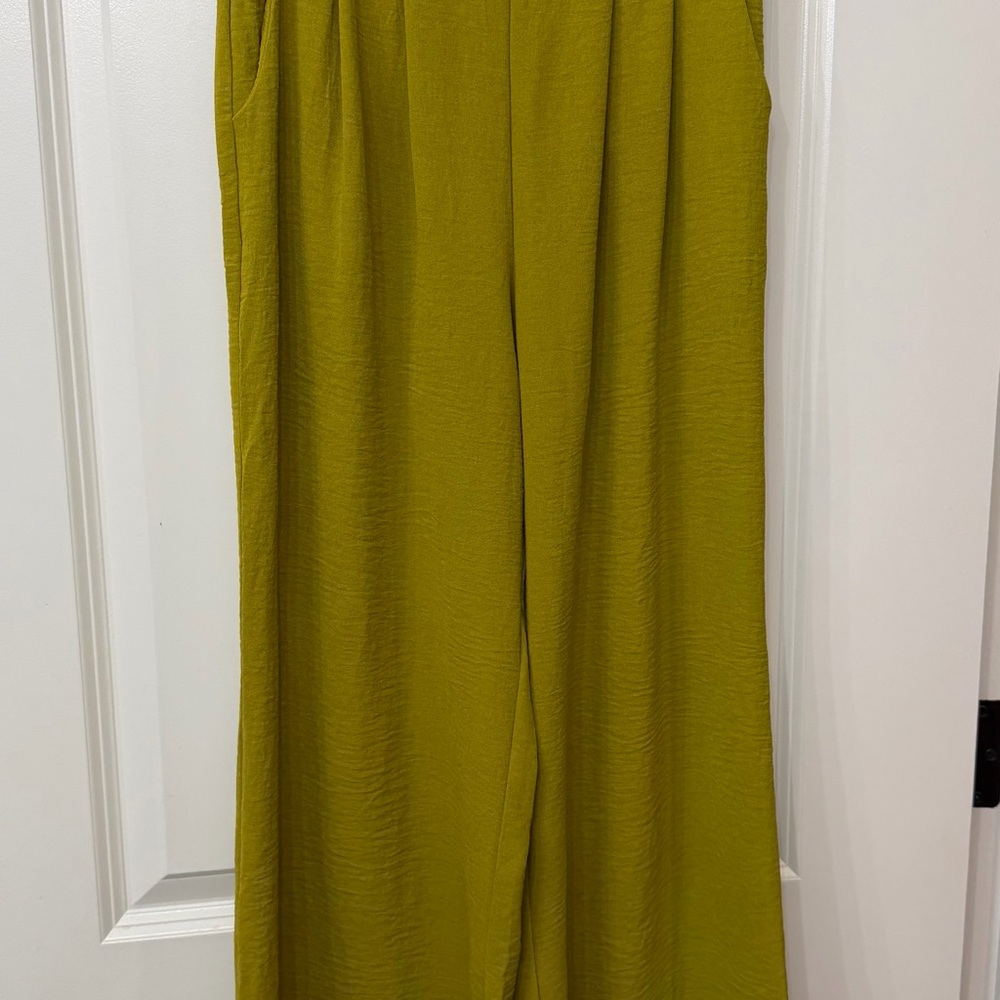 Tullea Chartreuse Wide Leg Women's Pants